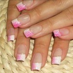french-manicure-with-pink-decoration