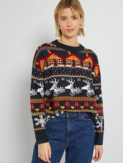 Jersey de Navidad Kiabi mujer, azul