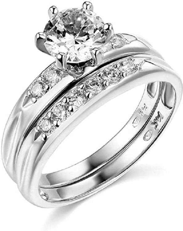 Tendencias alianzas de boda anillo set 