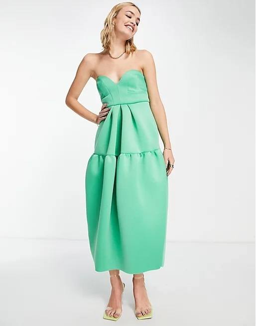 Mejores vestidos invitada boda comunion bautizo asos modelo verde bardot 