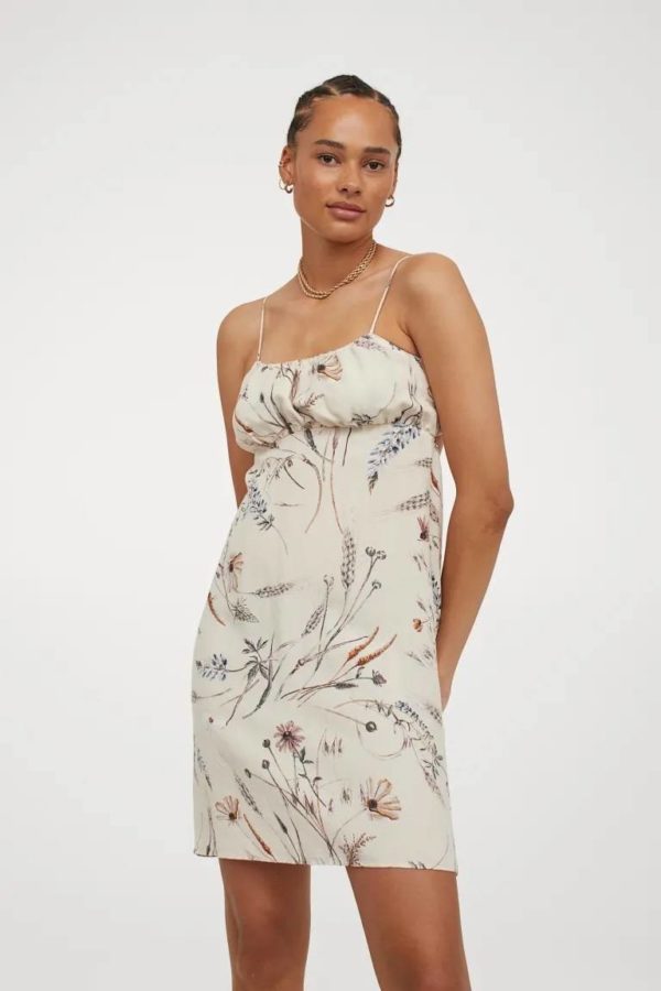 Mejores vestidos invitada boda comunion bautizo hm BODAS vestido beige hojas 