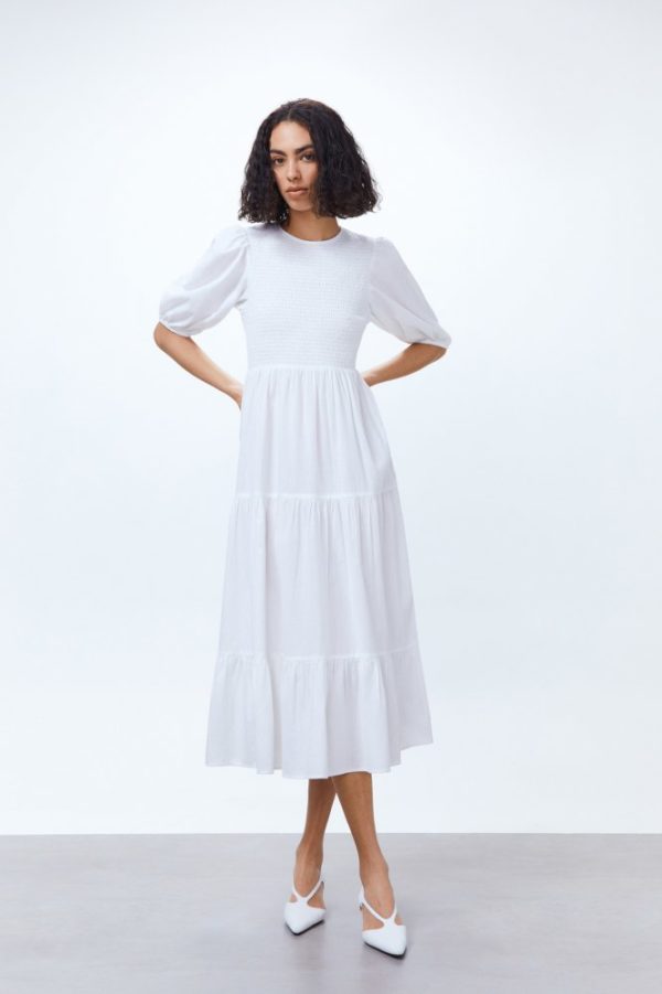 Mejores vestidos invitada boda comunion bautizo sfera vestido blanco gomas 