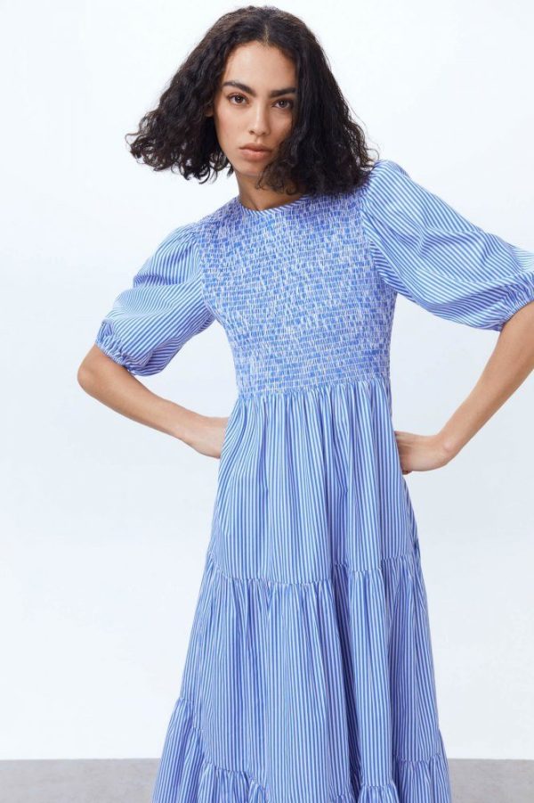 Mejores vestidos invitada boda comunion bautizo sfera vestido rayas azul gomas 