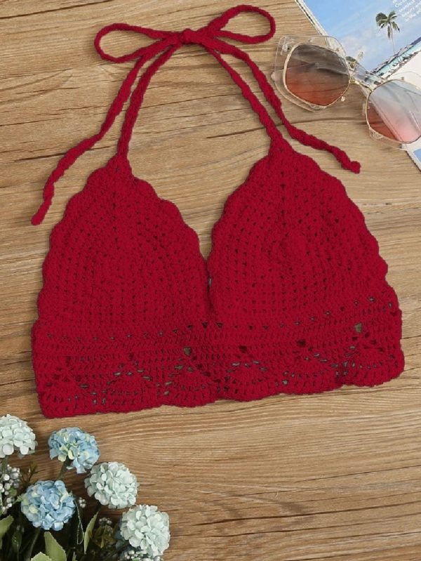 Bikinis crochet verano modelo shein rojo